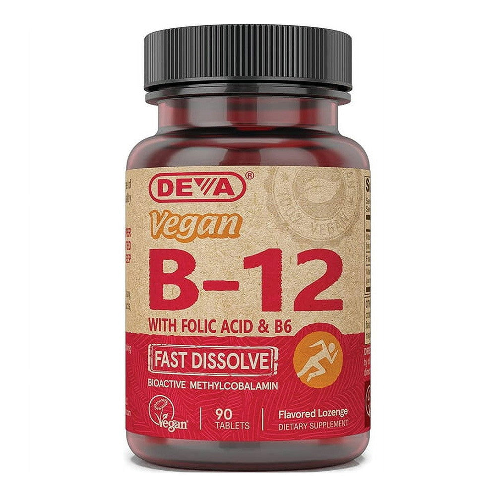 Deva Nutrition Vegan B12 With Folic Acid B6 Sublingual Tablets, 90 Ea
